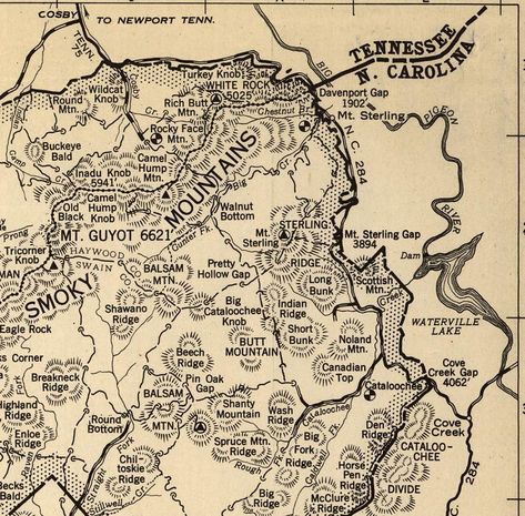 Great Smoky Mountains NATIONAL PARK 1940 Vintage Mountain Map | Etsy Vacation Rentals Decor, Mountain Map, Antique Wall Art, Wedding Date Sign, Custom Wedding Monogram, Colorized Photos, Wood Wedding Signs, Mountain Park, Wall Map