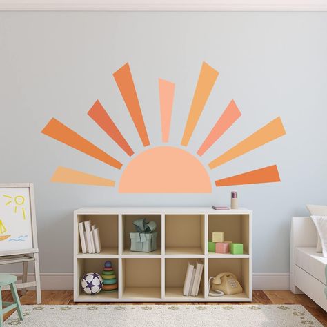 PRICES MAY VARY. Package Contents: You will receive two sun wall decals measuring 11.8 x 23.6 inches, which measure 42.1x23.6 inch when stitched together, perfect for decorating nursery, bedroom, playroom, living room Quality Material: Our bohemian half sun wall decal is made of high quality pvc material, no tear, durable, waterproof, easy to handle and clean. Enjoy DIY Fun: Let's make the room bright and lovely with these lovely sun and cloud patterns. It is also a great gift for family, friend Wall Stickers For Nursery, Boho Rainbow Wall, Half Sun, Modern Wall Decals, Large Wall Decals, Polka Dot Wall Decals, Warm Decor, Nursery Wall Stickers, Baby Themes