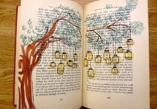 Art in a book Tree Drawings, Altered Books Pages, Altered Book Journal, Book Page Art, Altered Book Art, Wreck This Journal, Poetry Art, Book Drawing, Sketchbook Journaling