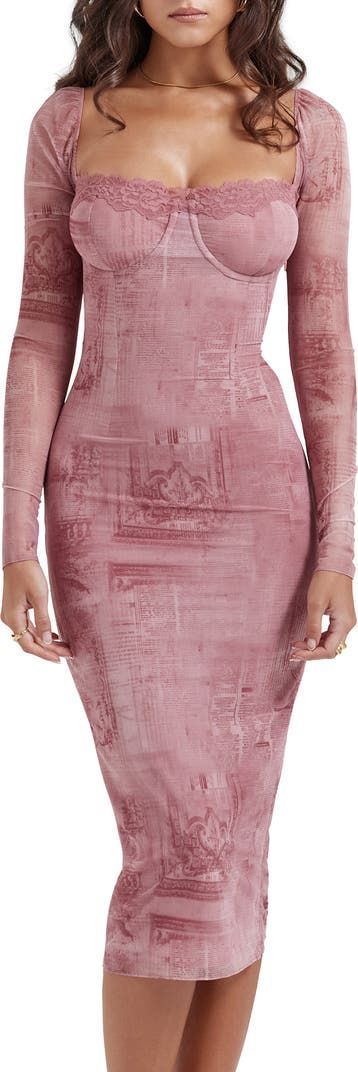 HOUSE OF CB Seraphina Corset Detail Long Sleeve Dress | Nordstrom Bustier Midi Dress, Bodycon Maxi Dresses, Romantic Lace, Long Sleeve Lace Dress, Corsets, Corset Dress, Glamorous Evening Gowns, Flowing Maxi Dress, Long Sleeve Lace