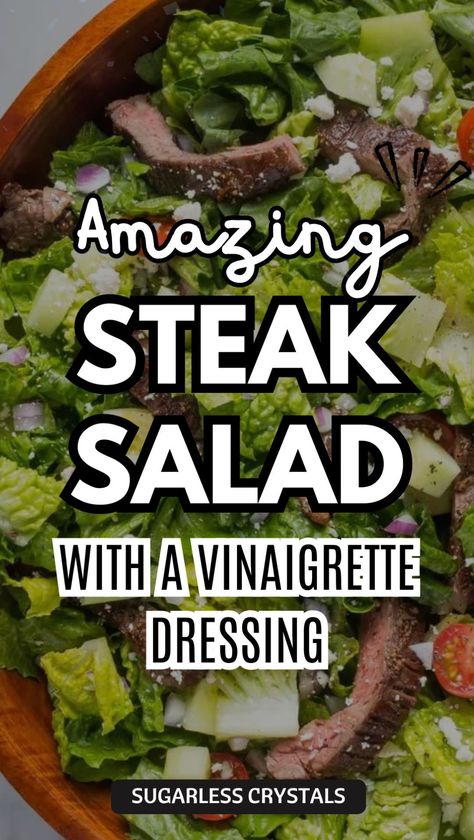 Easy Steak Salad, Summer Steak Salad, Red Wine Vinaigrette Dressing, Salad With Steak, Healthy Bbq Side Dishes, Salad Lovers, Summer Lunch Recipes, Summer Get Together, Steak Salad Recipe