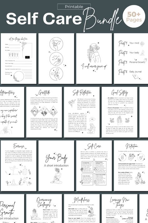 Self Care Bundle | Printable Planner by  Bob Seim colorfulplanner #productplannerfree. Self Care Printable Worksheets, Self Care Journal Pages Printable Free, Mental Worksheets, Best Planner App, Self Care Journal Pages, Monday Routine, Bujo 2025, Free Weekly Planner Templates, Self Care Workbook