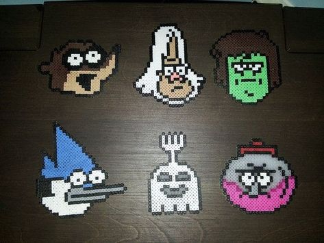 Regular Show Characters perler beads by KaseysPerlerParlour Ghastly Perler Bead Patterns, Regular Show Characters, Mc Ideas, Show Characters, Parmesan Asparagus, Perler Creations, Melty Bead Patterns, Easy Perler Beads Ideas, Fusion Beads