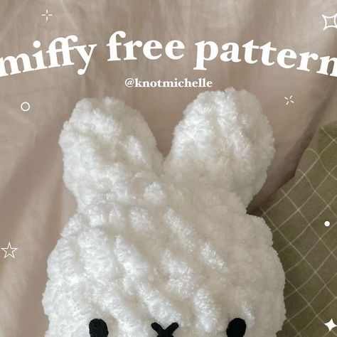 White Crochet Pattern Free, Crochet Miffy Plushie, Miffy Plush Crochet, Free Miffy Crochet Pattern, Crochet Miffy Keychain Pattern, Miffy Bunny Crochet, How To Crochet Miffy, Miffy Amigurumi Free Pattern, White Crochet Amigurumi