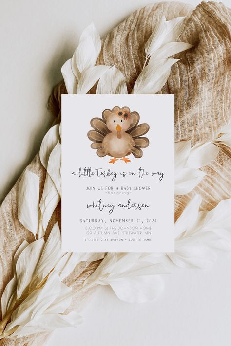 Little Turkey Baby Shower Theme, Turkey Themed Baby Shower Ideas, Fall Baby Shower Invitations Boy, A Little Turkey Is On The Way, November Theme Baby Shower Ideas, Thanksgiving Baby Shower Theme, Turkey Baby Shower Ideas, Little Turkey Baby Shower Ideas, Baby Shower Themes November