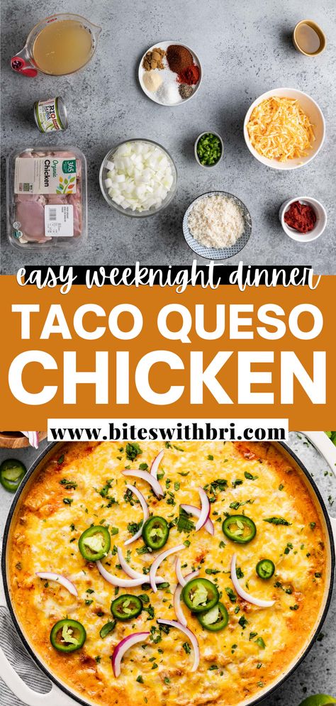 This easy recipe is my take on the famous Steven's Special, a dish that is made up of a bed of rice loaded with chicken and white queso. My version is extra cheesy (I’m talking 12 ounces) and only requires one pot. It could not be any simpler or more indulgent. All you need is tortillas/chips and a margarita! Steven Special Recipe Mexican, Steven Special Recipe, Chicken Queso Rice, Chicken Rice Queso, Chicken Recipes Wings, Queso Rice, Chicken With White Rice, Chicken Queso, Chicken Rice Skillet