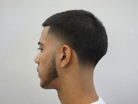 Man with a Tapered Buzz Cut Taper Fade Buzz Cut, Short Taper Haircut, Buzz Cut For Men, Very Short Hair Men, Taper Haircut, Types Of Fade Haircut, Boys Fade Haircut, Buzz Haircut, Fade Haircut Styles