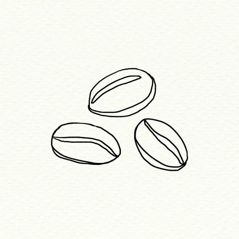 How To Draw Coffee Beans, Coffee Bean Doodle, Coffee Pattern Illustration, Coffee Beans Tattoo, Coffee Drawing Illustration, Coffee Doodle Art, Coffee Bean Drawing, Coffee Bean Tattoo, Coffee Beans Design