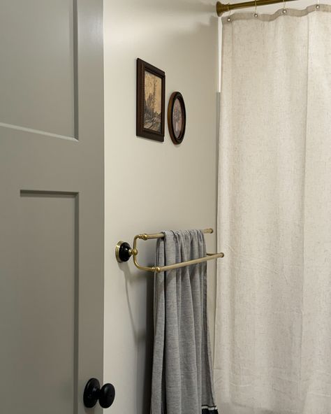 Our basement renovation is finally done and this bathroom deserves a permanent home on the feed. The checkerboard floors might be my favorite part of the basement, however if we could do it all over again we would have heated them 🥶 Do you have heated floors in your home? Flooring: Virginia Tile - York 12x12 Colors: White and Taupe Grout: Mapei Pewter Paint: Sherwin Williams - SW 9171 Felted Wool Benjamin Moore - OC-20 Pale Oak #paleoak #feltedwool #visualcomfort #bathroom #bathroomremode... Pale Oak Sherwin Williams, Sw Felted Wool, Taupe Grout, Felted Wool Sherwin Williams, Checkerboard Floors, Pewter Paint, Virginia Tile, Pale Oak, Home Flooring