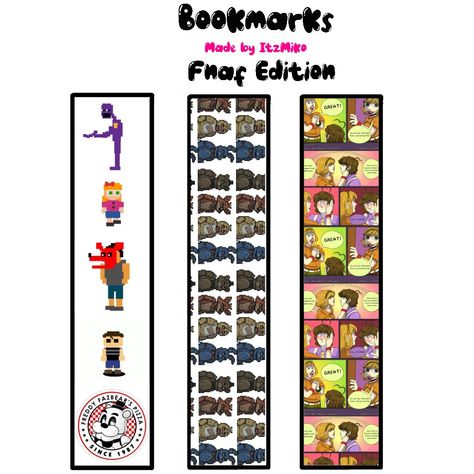 Fnaf Bookmark Printable, Fnaf Bookmark, Cool Bookmarks, Creative Bookmarks, How To Make Bookmarks, Bookmarks Printable, Quick Saves, Art