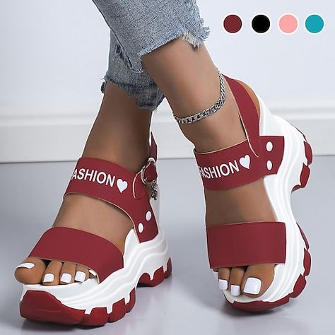 Heels Plus Size, Mens Trail Running Shoes, Sandals Wedge, Womens Sandals Wedges, Casual Running Shoes, Heels & Wedges, Sport Sandals, Womens Wedges, Leather Buckle