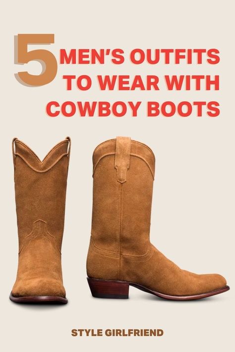 headline: 5 men's outfits to wear with cowboy boots, image: Tecovas men's cowboy boots Cowboy Boots Men Outfit, Cowboy Fashion For Men, Cowboy Boots Outfit Mens, Tecovas Boots Mens, Fall Cowboy Boots, Mens Cowboy Boots Outfit, Outfits Cowboy Boots, How To Wear Cowboy Boots, Tecovas Boots