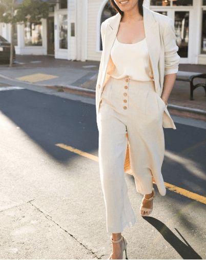 Summer Blazer Outfits-20 Chic Ways To Wear Blazers In Summer Linen Suit Women Outfit, Linen Corporate Wear, Monochrome Linen Outfit, Linen Suit Women Summer, Midsummer Masquerade, Spring Suit Women, Yuya Outfits, Summer Blazer Outfits, Suit Tailoring