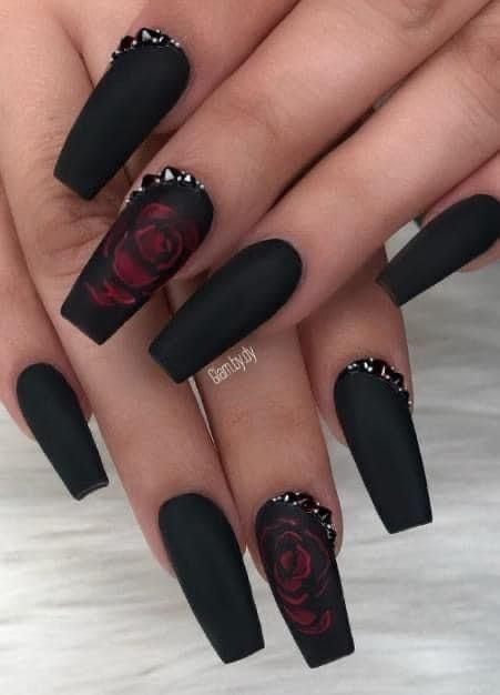 Maroon Nail Designs, Black Acrylic Nail Designs, Acrylic Nails Stiletto, Maroon Nails, Black Acrylic Nails, Formal Nails, Red Acrylic Nails, Goth Nails, Work Nails