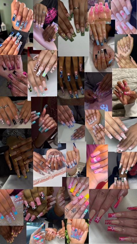 Mid length nails Mid Nail Designs, Mid Length Nails Acrylic, Mid Nails, Nail Designs Medium Length, Dope Nail Designs Mid Length, Nail Medium Length, Mid Length Nails, Length Nails, Brat Doll