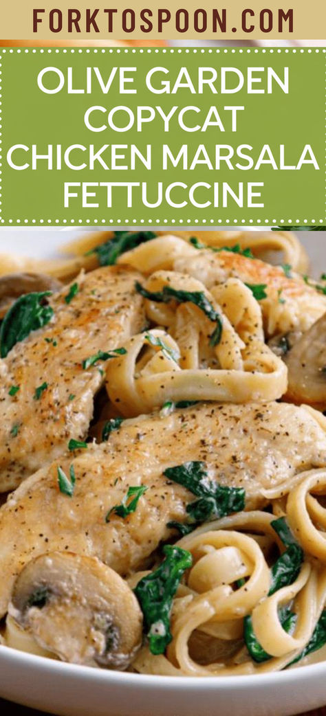 Treat yourself to the ultimate comfort food with this easy Copycat Olive Garden Chicken Marsala Fettuccine. The savory Marsala wine sauce, tender chicken, and perfectly cooked fettuccine come together to create a dish that will comfort your soul and delight your taste buds. Chicken Marsala Olive Garden Copycat, Copycat Olive Garden Recipes, Chicken Marsala Fettuccine, Olive Garden Chicken Marsala Recipe, Olive Garden Chicken Alfredo Recipe, Marsala Recipes, Olive Garden Copycat Recipes, Copycat Olive Garden Chicken, Apartment Recipes