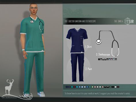 The Sims Resource - DOCTOR UNIFORM AND STETHOSCOPE Doctor Uniform, Cyberpunk Outfit, Sims 4 Tsr, Sims 4 Cas Mods, Medical Profession, The Sims 4 Skin, Doctor Outfit, Pelo Sims, Career Outfits