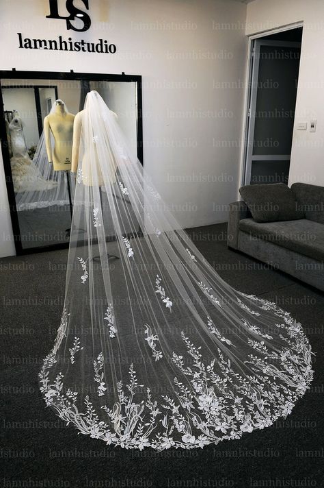 Elegant Wedding Dress Ballgown, Long Veils Bridal, Veil Ideas, Bridal Veils And Headpieces, Wedding Veils Short, Long Veil Wedding, Cathedral Bridal Veils, Long Train Wedding Dress, Wedding Bridal Veils