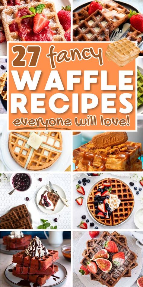 Waffles aren’t just for breakfast anymore! Try these sweet and savory waffle iron recipes that will take your brunch or dessert to the next level. Whether you're in the mood for nutritious savory waffles or a sweet waffles flavor, these fancy waffle recipes are perfect for any occasion. Easy to make, these homemade waffles are a must-try for every waffle lover! Waffles Iron Recipes, Sweet Waffle Recipe Desserts, Waffle Iron Desserts, Waffle Recipe Flavored, Cuisinart Waffle Maker Recipes, Savory Waffle Recipe Breakfast, Sweet Waffle Recipe Breakfast, Recipes With Waffles, Waffle Mix Add Ins