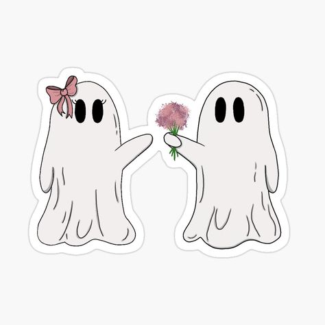 Get my art printed on awesome products. Support me at Redbubble #RBandME: https://www.redbubble.com/i/sticker/Cute-Ghost-Couple-by-LegendsofDoodle/150717183.EJUG5?asc=u Cute Couple Stickers, Ghost In Love, Stickers Couple, Couple Stickers, Receiving Flowers, Ghost Love, Ghost Couple, Couples Doodles, Ghost Stickers