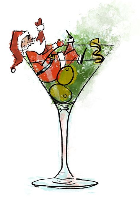 Christmas Illustration Funny, Christmas Cocktail Illustration, Ig Edit, Trending Christmas, Chalkboard Designs, Watercolor Christmas Cards, Christmas Time Is Here, Christmas Graphics, Christmas Inspo