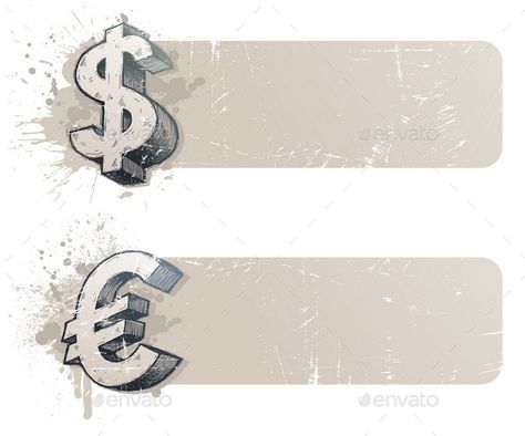 Vector banners with hand drawn currency sign dollar and euro. Included files: Ai, EPS, high-resolution JEPG. Euro Tattoo, Dollar Drawing, Euro Sign, American Background, Symbol Drawing, Drawn Illustration, Diy Canvas Art Painting, Stock Exchange, Diy Canvas Art