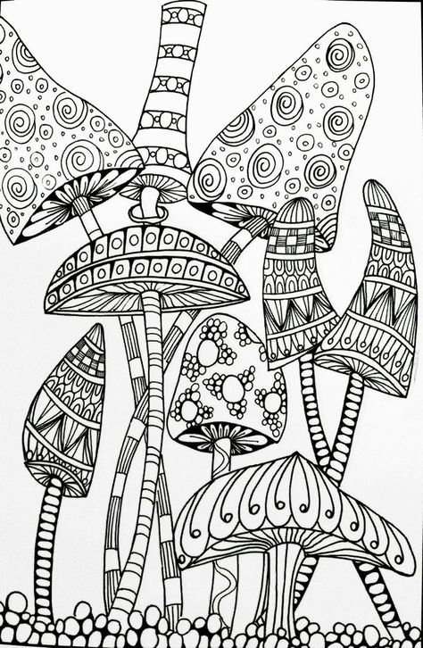 Trippy Mushroom Coloring Pages Free | Free Coloring Books | Coloring pages Mandala coloring pages Free coloring pages Mushroom Coloring Pages, Mushroom Coloring, Ladybug E Catnoir, Mushroom Drawing, Zentangle Artwork, Zen Doodle Art, White Drawing, Tangle Art, Zentangle Drawings