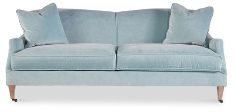 Magnolia Velvet Sofa, Ice Blue | One Kings Lane Hudson Sofa, Velvet Tufted Sofa, Oak Sofa, Blue Velvet Sofa, Rowe Furniture, Upholstery Cushions, Tufted Sofa, Blue Sofa, Elegant Furniture