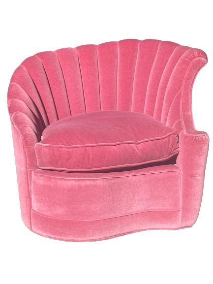 Vintage Velvet Shell Chair | Showit Blog Pink Velvet Chair, Poufs & Ottomans, Settee Sofa, Shell Chair, Sofa Bench, Velvet Chair, Lounge Seating, Vintage Velvet, Pink Velvet