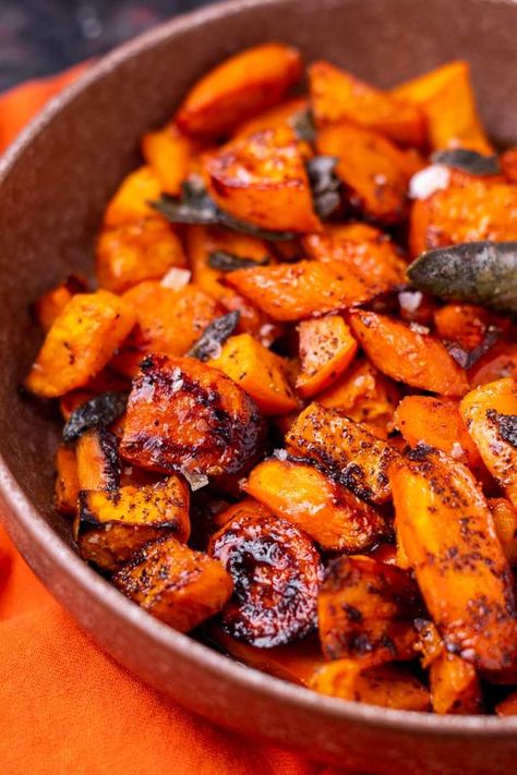 Roasted Sweet Potatoes and Carrots with Crispy Sage Butter