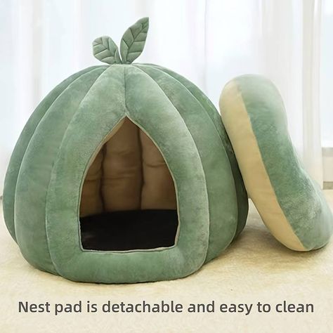 Green Pumpkin Shaped Thickened Cat Nest Pet Supplies High - Temu United Kingdom Cat Hideaway, Cozy Cave Dog Bed, Cave Dog Bed, Small Dog House, Kitten Beds, Pet Beds Cat, Dog Pumpkin, Pumpkin Cat, Covered Dog Bed