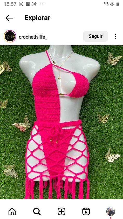 Crochet Bathing Suit Pattern, Crochet Halter Top Pattern Free, Crochet Bathing Suit, Crochet Festival Top, Crochet Halter Top Pattern, Vetements Shoes, Diy Knit Blanket, Crochet Beach Wear, Crochet Lingerie