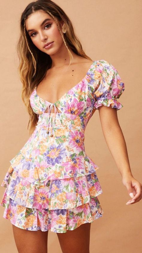 Skirt With Shorts, Mini Dress Pink, Rush Dresses, Bloom Baby, Preppy Dresses, Ruffled Skirt, Cute Preppy Outfits, Playsuit Romper, Print Placement