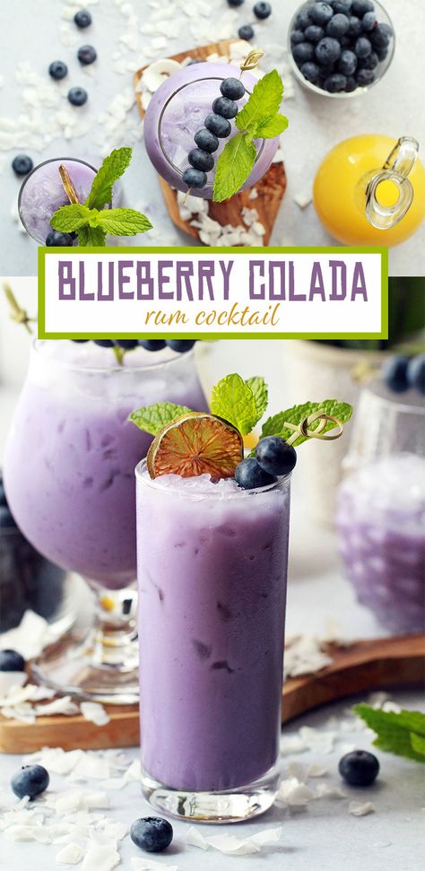 Blueberry Coconut Mojito, Blueberry Drink, Lime Juice Recipes, Alcohol Calories, Blueberry Drinks, Blueberry Cocktail, Blueberry Juice, Yummy Alcoholic Drinks, Boozy Drinks