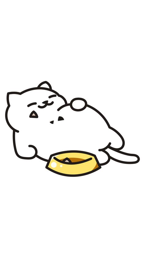 Do you know why the cute white animal in our fanart White Cat Full of Food Sticker looks so happy? It is happy because the cat is finally eaten its fill. It has eaten a bowl of its favorite fish,... Cat Eating Fish Drawing, Cat Chef Drawing, Cat Eating Drawing, Cat Food Drawing, Fat Cat Drawing, Card Doodles, Food Drawing Easy, Cartoons Eating, Cheese Drawing