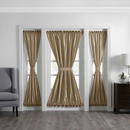 Minimalist Blinds, French Door Curtain Panels, Sidelight Curtains, Door Panel Curtains, French Door Curtain, French Door Windows, Modern Window Treatments, French Door Curtains, Silk Dupioni