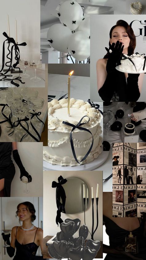 Bday Photoshoot Ideas Aesthetic, Cake Decorating 20th Birthday, Black And White Birthday Party Outfit, Luxe Birthday Party, 29 Birthday Ideas For Women Theme, 18th Birthday Party Black And White, Birthday Dinner Party Restaurant, Birthday Party Ideas 30th For Men, Birthday Black And White Aesthetic