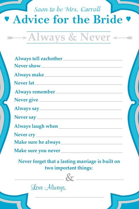 Personalized Bridal Shower Advice Bridal Advice Cards, Bridal Shower Questions, Bridal Shower Advice Cards, Bridal Advice, Bridal Shower Advice, Bridal Shower Planning, Event Planning Tips, Wedding Shower Games, Advice Cards