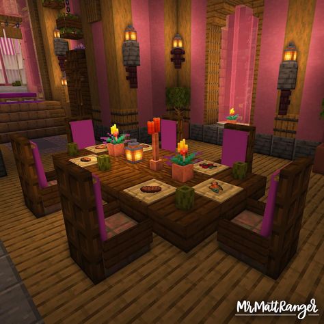 MrMattRanger | Minecraft Builder (@mrmattranger) • Instagram photos and videos Minecraft Fantasy House Interior, Minecraft Fantasy Interior, Interior Minecraft Ideas, Dining Room Minecraft, Minecraft Dining Room, Interior Design Minecraft, Minecraft House Interior, Interior Minecraft, Minecraft Shops