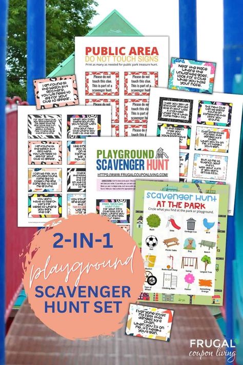 Looking for outdoor activities for kids? This is something you are going to want. A scavenger hunt offers children a chance to get exercise and experience nature. Enjoy an age-appropriate park scavenger hunt for use on a playground or outdoor location. This playground scavenger hunt set comes with two versions 1.) An outdoor scavenger hunt checklist 2.) A fun Outdoor Scavenger Hunt with Clue Cards and must-solve riddles. What are you waiting for? Let the games begin. #FrugalCouponLiving Playground Scavenger Hunt, Treasure Hunt For Toddlers, Park Scavenger Hunt, Scavenger Hunt For Adults, Kids Scavenger Hunt, Scavenger Hunt Riddles, Classroom Party Games, Rhyming Riddles, Treasure Hunt Clues