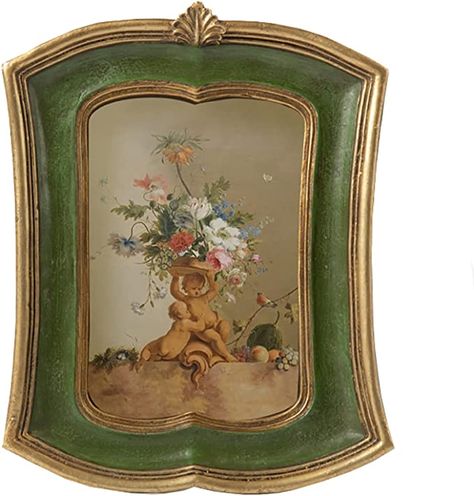 Amazon.com - Kangce Vintage Picture Frame 4x6 Antique Ornate Photo Frame Tabletop and Wall Hanging Old-Fashioned Picture Frame, Decorative Retro Design Home Décor, Photo Gallery, Art, Green - Green Picture Frames, Mini Picture Frames, Vintage Picture Frame, Small Picture Frames, Ornate Picture Frames, Antique Picture Frames, Tabletop Picture Frames, Vintage Sculpture, Picture Frame Decor