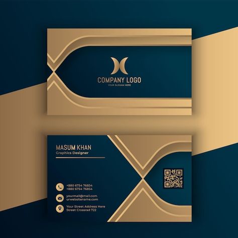 Free Vector | Gradient golden luxury horizontal business card template Editing Assets, Business Card Design Ideas, Business Card With Qr Code, Business Card With Qr, Medical Business Card, Visiting Card Templates, Luxury Business Card, Social Media Business Cards, Foil Business Cards