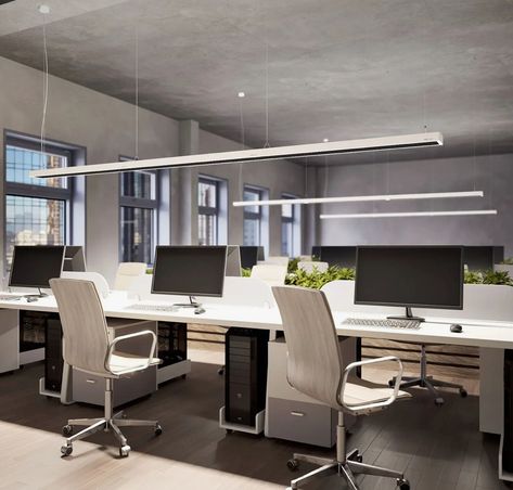 Office Pendant Light, Office Pendant Lighting, Work Office Design, Led Office, Simple Lamp, Corporate Office Design, Work Lamp, Desk Areas, Pendant Light Design