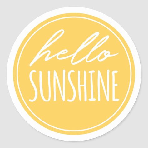 Hello Sunshine Modern Sunny Yellow Sticker | Zazzle.com | Inspirational stickers, Happy stickers, Hello sunshine U R My Sunshine, Yellow Journal, Yellow Stickers, Sunshine Sticker, Hello Sticker, Cow Print Wallpaper, Sticker Business, Preppy Stickers, Calligraphy Quotes Love