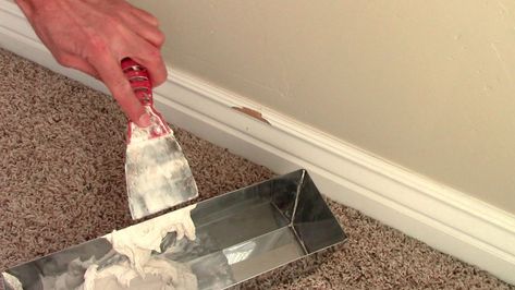 No matter how careful you are, baseboards are bound to get chipped and damaged by furniture legs or errant feet. Instead of finding and installing a replacement board, you can repair them yourself much more simply. Easy Home Improvement Projects, Easy Home Improvement, Home Improvement Loans, Home Fix, Up House, Diy Home Repair, Door Ideas, Wood Trim, Home Repairs