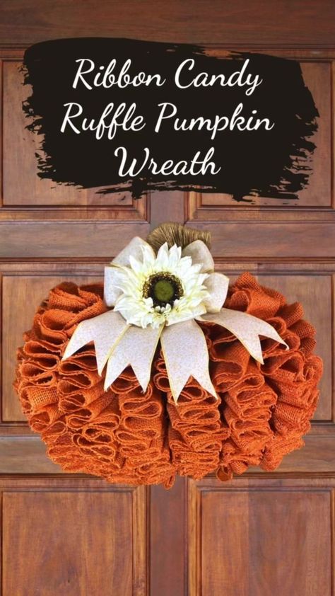 #wreath #wreathmaking #wreathmaker #pumpkin #pumpkinwreath #ribboncandywreath #ribboncandy #fallwreath #autumnwreath #dollartreewreath #HobbyLobby #hobbylobbyfinds #farmhousestyle #farmhousedecor #farmhousewreath | This Southern Girl Can | This Southern Girl Can · Original audio Wire Pumpkin Wreath Diy, Pumpkin Wreath Tutorial, Harvest Ideas, Burlap Pumpkin Wreath, Pumpkin Wreath Diy, Burlap Wreath Tutorial, Christmas Shortbread, Dollar Tree Pumpkins, Fall Pumpkin Crafts