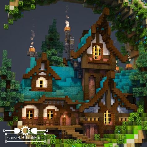 Magic Minecraft Houses, Minecraft Mystical House, Minecraft Colorful Houses, Pokemon Minecraft Builds, Minecraft Moon House, Minecraft Fantasy Ideas, Amazing Minecraft Builds, Villager Trading Hall Minecraft, Minecraft Fantasy Builds