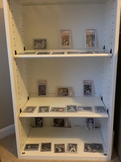 Sports Cards Storage Ideas, Hockey Card Display Ideas, Displaying Pokemon Cards, Sports Cards Storage, Sports Cards Display, Sports Cards, Loft Bed, Sports, Bed