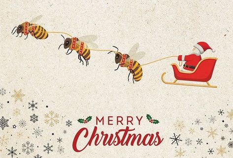 Beehive Decor, Bee Christmas, Xmas Drawing, Aussie Christmas, Santa Christmas Cards, Vintage Bee, Shop Home Decor, Christmas Card Crafts, 12 December