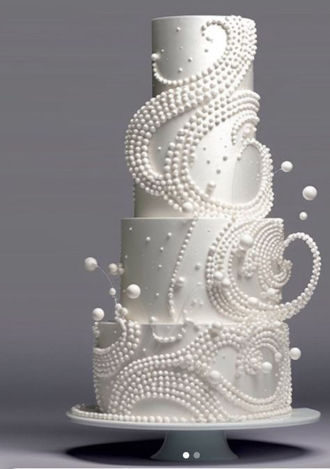 Luxurious Cake Design, Pearl Cake Design Wedding, Pearl Cake Design, Modern Wedding Cake Ideas, Luxury Birthday Cake, Wedding Cake With Pearls, Wedding Cakes Designs, Cake With Pearls, Pearls Cake